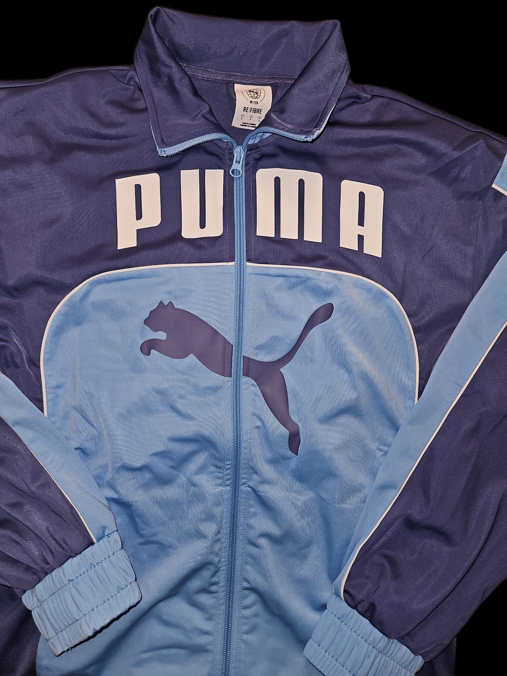 Puma Men’s Navy and Light Blue Two-Tone Track Jacket